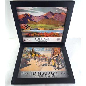 British LMS Railways Framed Prints 2 Edinburgh North Wales Snowdon Rail LNER